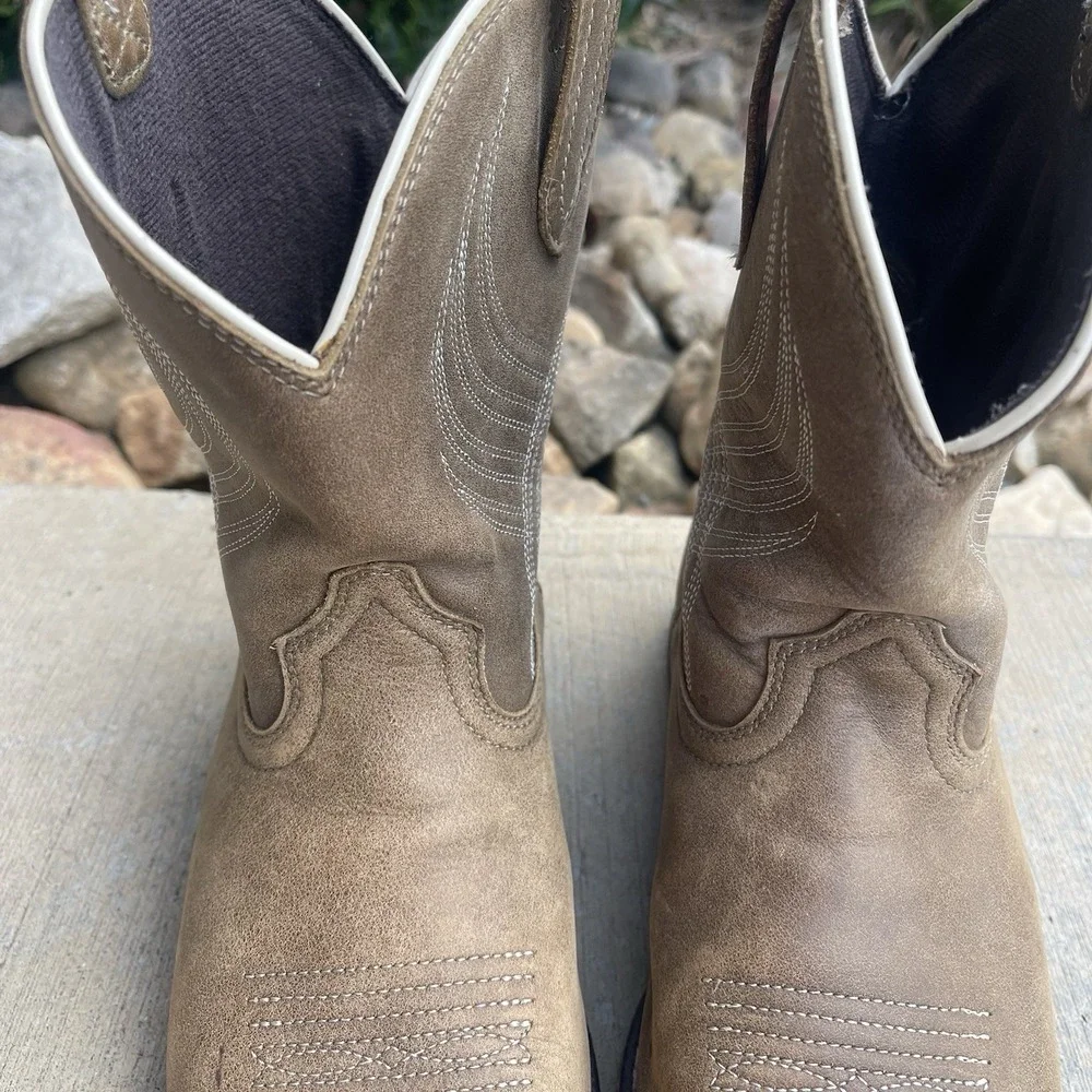 Ariat Anthem Youth Cowboy Boots Brown Leather Square Toe Western 10035778